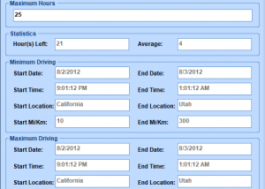 Driving Log Software screenshot