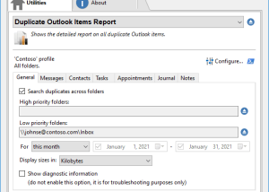 Full Duplicate Outlook Items Report screenshot