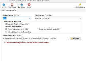 software - EML to PDF (Attachments Embedded in PDF) 7.0.1 screenshot