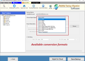 software - Enstella Webmail Backup Migration Tool 2.0 screenshot