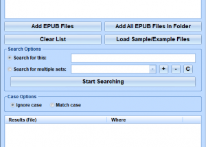 EPUB Search Multiple Files At Once Software screenshot