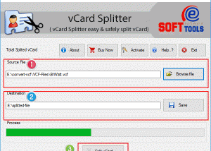 software - eSoftTools vCard Splitter Software 1.0 screenshot