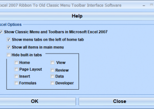 Excel 2007 Ribbon To Old Classic Menu Toolbar Interface Software screenshot