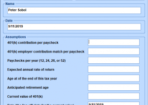 Excel 401(k) Planner Template Software screenshot