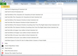 software - Excel Add Data, Text & Characters To All Cells Software 7.0 screenshot