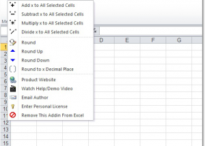 Excel Add, Subtract, Multiply, Divide or Round All Cells Software screenshot