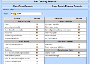 Excel Balance Sheet Template Software screenshot