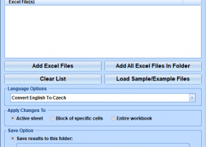 Excel Convert Files From English To Czech and Czech To English Software screenshot