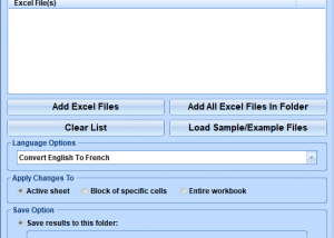 Excel Convert Files From English To French and French To English Software screenshot