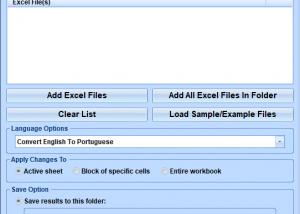 Excel Convert Files From English To Portuguese and Portuguese To English Software screenshot