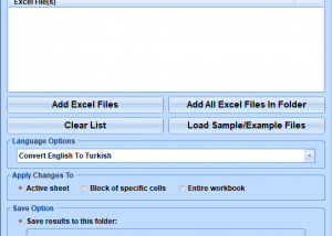 software - Excel Convert Files From English To Turkish and Turkish To English Software 7.0 screenshot