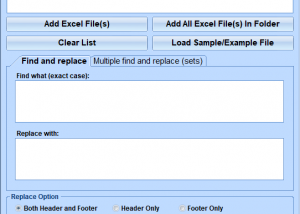 Excel Find and Replace In Headers and Footers Software screenshot