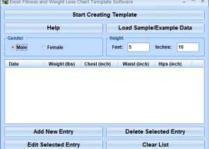 software - Excel Fitness and Weight Loss Chart Template Software 7.0 screenshot