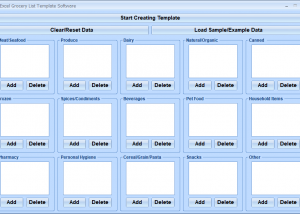 Excel Grocery List Template Software screenshot