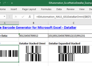 software - Excel GS1 DataBar Barcode Generator 17.12 screenshot