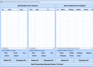 software - Excel Import Multiple Outlook Contacts & Emails Software 7.0 screenshot