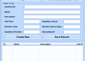 Excel Inventory List Template Software screenshot