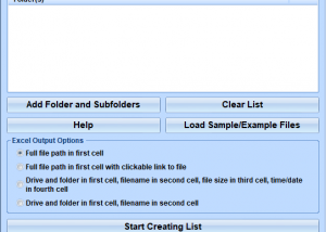 Excel List Files In Folder Software screenshot