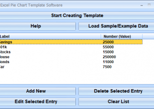 Excel Pie Chart Template Software screenshot