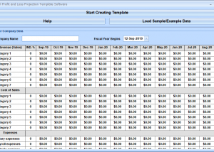 software - Excel Profit and Loss Projection Template Software 7.0 screenshot