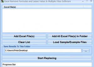 Excel Remove Formulas and Leave Value In Multiple Files Software screenshot