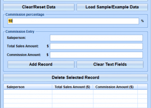 Excel Sales Commission Template Software screenshot