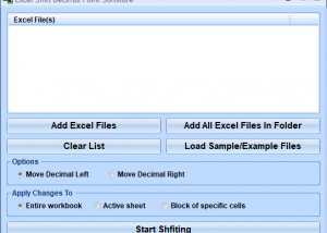 software - Excel Shift Decimal Point Software 7.0 screenshot