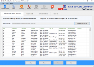 Excel to vCard Converter screenshot