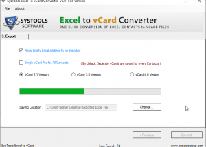 software - Excel to vCard 5.0 screenshot