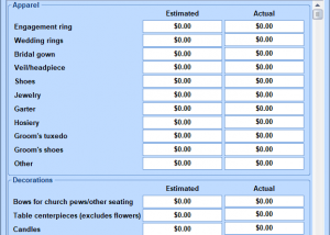 Excel Wedding Budget Template Software screenshot