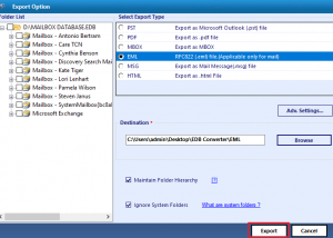 software - Exchange EDB to EML 3.0 screenshot