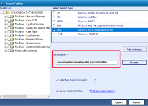 software - Exchange EDB to MSG 3.0 screenshot