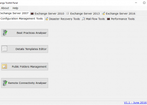 Exchange Toolkit Panel screenshot