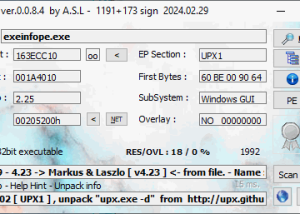 ExEinfo PE Win32 bit identifier screenshot