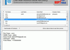 Export Live Mail Contacts screenshot