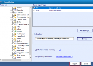 Export PST File to PDF screenshot