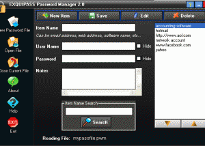 software - Exquipass Password Manager 2.0 screenshot