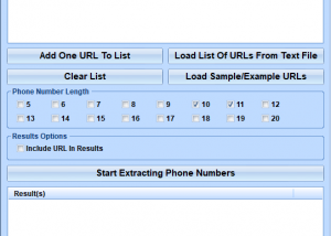 Extract Phone Numbers From Web Sites Software screenshot