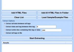 software - Extract Tags Or Data Between Tags In HTML Files Software 7.0 screenshot