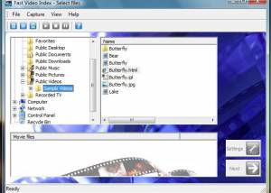 Fast video indexer screenshot