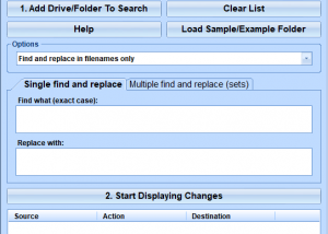 Find and Replace In Filenames and Folder Names Software screenshot