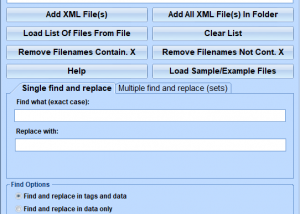 software - Find and Replace In Multiple XML Files Software 7.0 screenshot