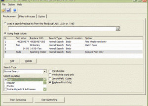 software - Find and Replace Tool for Word 2.0 screenshot