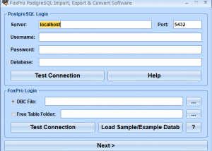 FoxPro PostgreSQL Import, Export & Convert Software screenshot