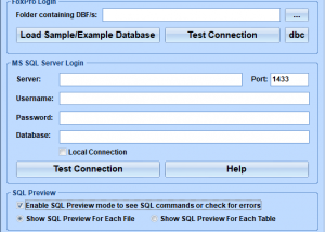 FoxPro Tables To MS SQL Server Converter Software screenshot