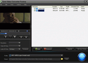 software - Free Zune Video Converter Factory 2.0 screenshot