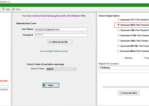 GainTools Backup Gmail to MSG File Tool screenshot