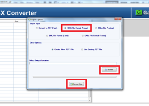 GainTools DBX to MSG Converter Tool screenshot