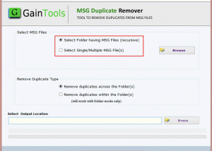 software - GainTools MSG Duplicate Remover 1.0 screenshot