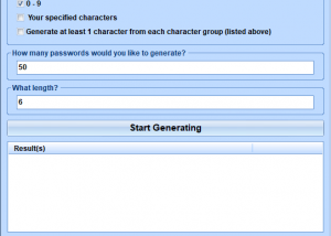 Generate Random Strong Passwords Software screenshot